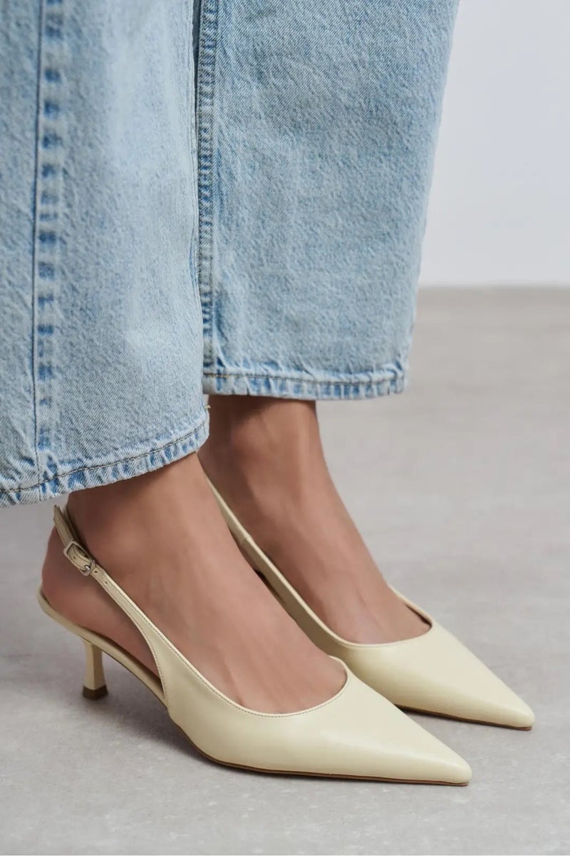 Nisantasi Shoes Megy Matte Pointed Toe Slingback — Butter Yellow - Image 4