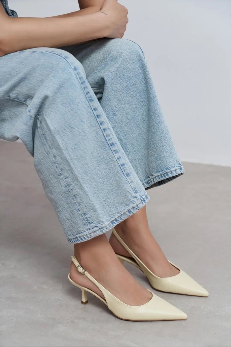 Nisantasi Shoes Megy Matte Pointed Toe Slingback — Butter Yellow - Image 5