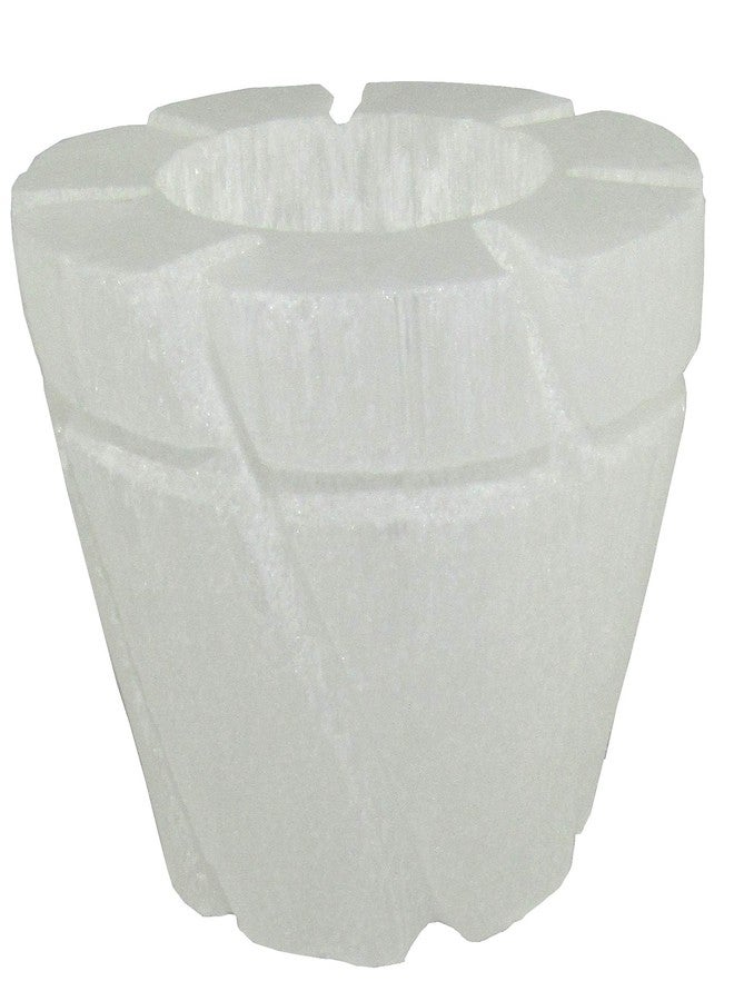 CircuitOffice Selenite Flower Pot Tealight Candle Holder, About 2.8" Across, 2.2" Tall, Charge and Cleanse Crystals - Image 1