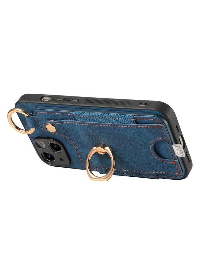 erorex - Case For iPhone 14 Plus Retro Skin-feel Ring Card Bag Phone Case with Hang Loop - Image 1