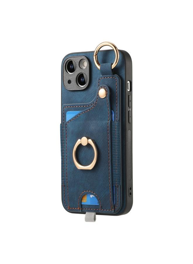 erorex - Case For iPhone 14 Plus Retro Skin-feel Ring Card Bag Phone Case with Hang Loop - Image 1