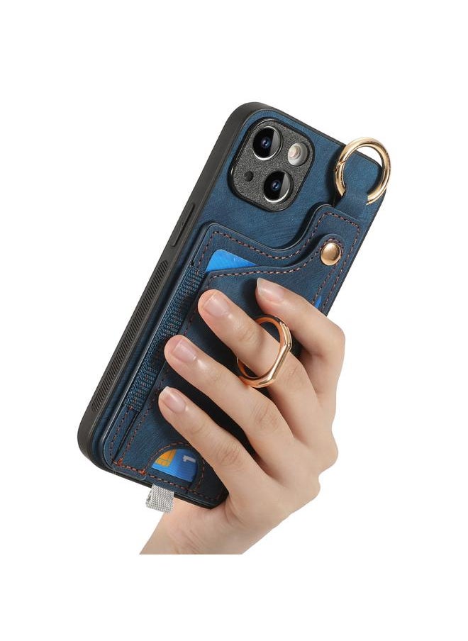 erorex - Case For iPhone 14 Plus Retro Skin-feel Ring Card Bag Phone Case with Hang Loop - Image 1