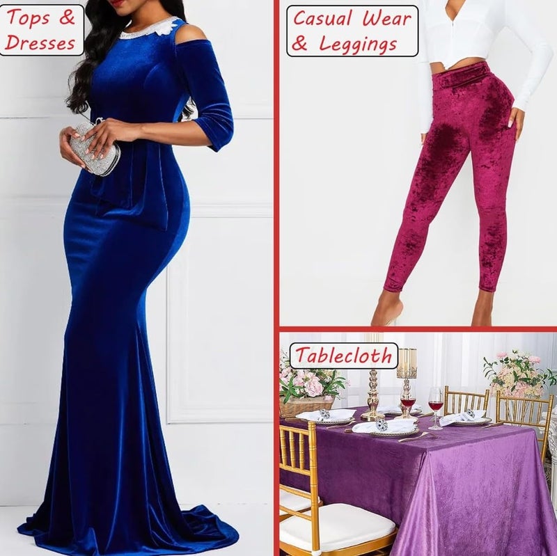 VRB Dec قماش مخمل متعدد الأغراض من VRB DecTM للتزيين، تعبئة التروسو، قاعة الحفلات، باقة، تعبئة الهدايا، غرفة بوجا (3 متر، أحمر)، صلب - Image 3