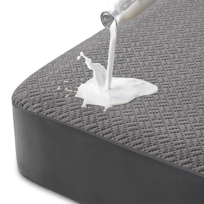 100 WATERPROOF MATTRESS PROTECTOR KING SIZE GREY MATTRESS COVER 3D AIR FABRIC COOLING MATTRESS PAD COVER SMOOTH SOFT BREATHABLE NOISELESS 821 DEEP POCKET