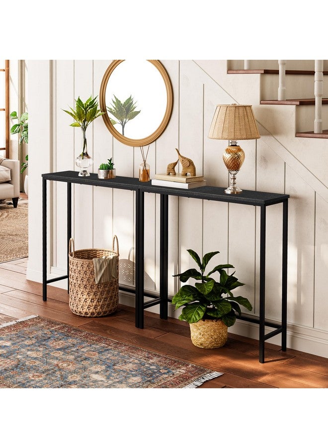 HOOBRO Narrow Console Table, 29.5" Small Entryway Table, Thin Sofa Table, Side Table, Display Table, for Hallway, Bedroom, Living Room, Foyer, Black BK75XG01 - Image 2
