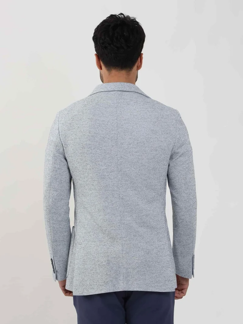 دوفي Indigo Men's Slim Fit Dobby Mono Collar Jacket 104434
