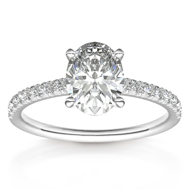 PAVOI 14K Gold Plated Engagement and Wedding Ring for Women - Oval Fake - Image 5