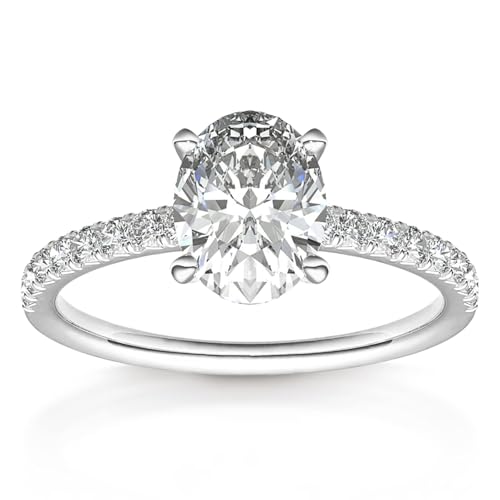 PAVOI 14K Gold Plated Engagement and Wedding Ring for Women - Oval Fake - Image 1