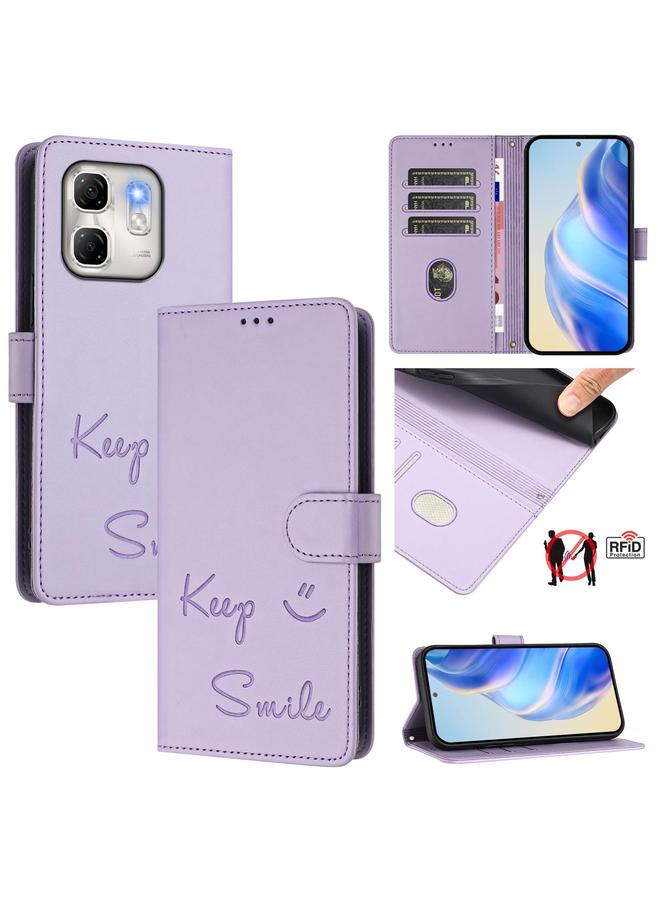 The Bros Phone Case For Infinix Hot 50i 5G / Smart 9 4G Smile Embossing RFID Leather Phone Phone Case - Image 1