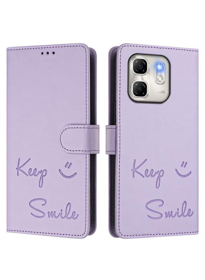 The Bros Phone Case For Infinix Hot 50i 5G / Smart 9 4G Smile Embossing RFID Leather Phone Phone Case - Image 3