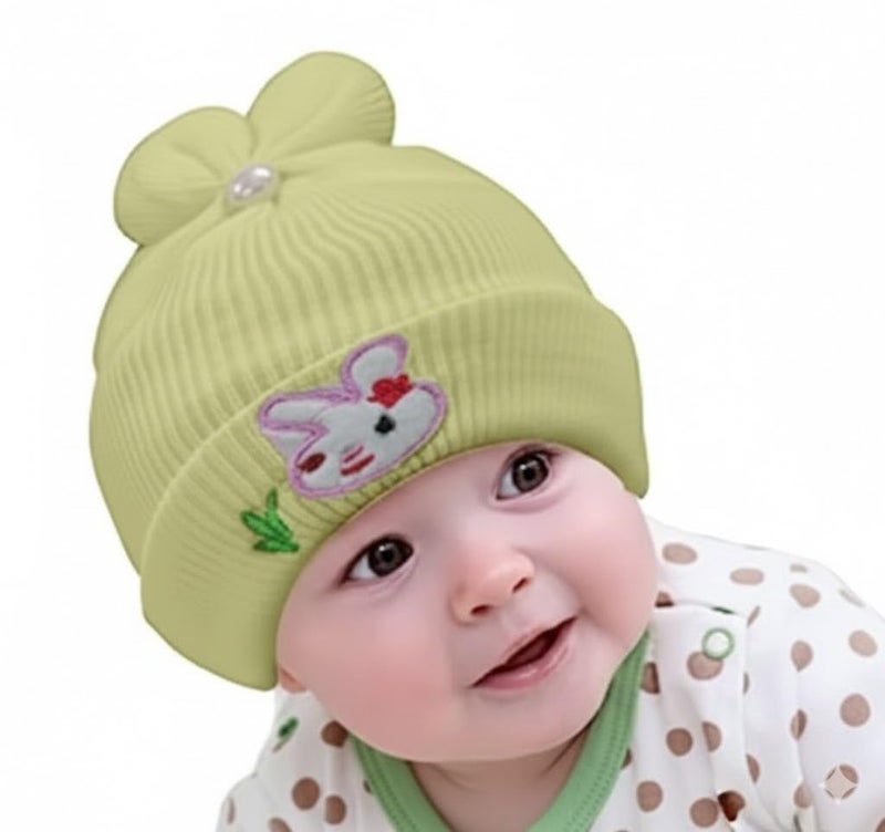 TRUE INDIAN Kids Soft Winter Woolen Caps for New Born Baby for Baby Boys & Baby Girls Beanie Hat Cap Warm Cap for Baby Kids Cap(3-6 Months D.Pink Beige Blue) - Image 4
