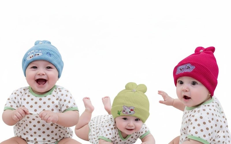 TRUE INDIAN Kids Soft Winter Woolen Caps for New Born Baby for Baby Boys & Baby Girls Beanie Hat Cap Warm Cap for Baby Kids Cap(3-6 Months D.Pink Beige Blue) - Image 5