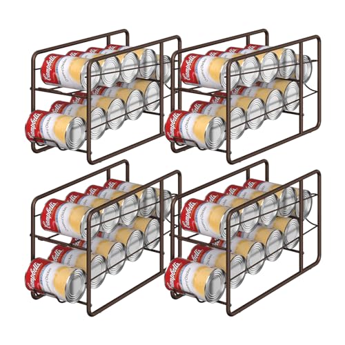 4 Pack  MOOACE Can Organizer for Pantry Stackable Can Dispenser Rack Canned Food Storage Soda Can Holder for Kitchen Cabinet Refrigerator Bronze