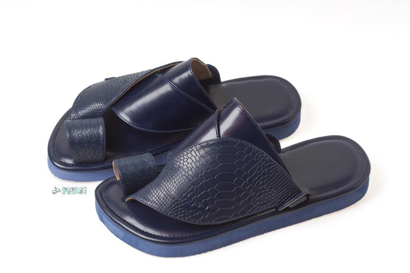 Zubairiya Naal | For Daily Wear, Eid and Occasions | Sandal | Navy Leather | Saudi Arabian Eastern