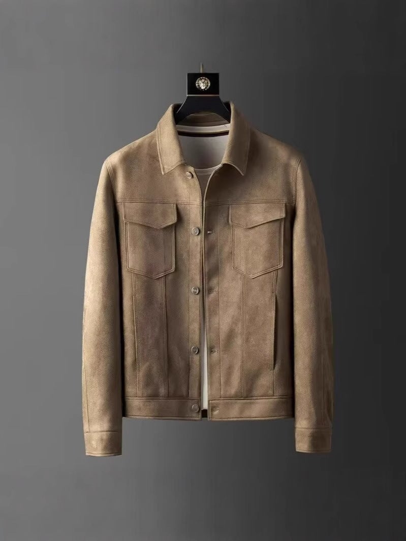 High-End Texted Light Luxury High Quality Comfortable Stretch Suede Jacket Men'S Autumn Men'S Lapel Casual Jacket - Image 3