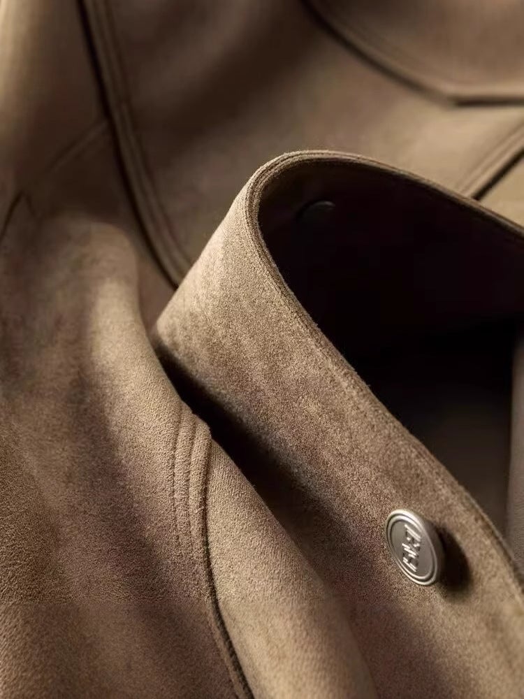 High-End Texted Light Luxury High Quality Comfortable Stretch Suede Jacket Men'S Autumn Men'S Lapel Casual Jacket - Image 2