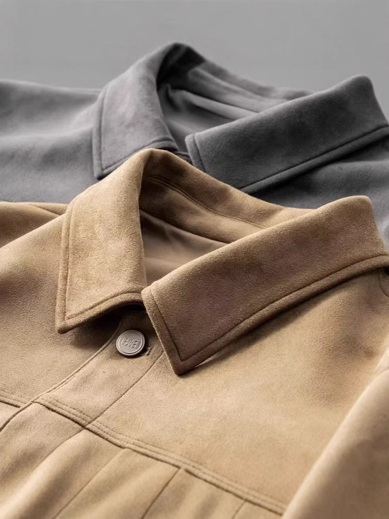 High-End Texted Light Luxury High Quality Comfortable Stretch Suede Jacket Men'S Autumn Men'S Lapel Casual Jacket - Image 5
