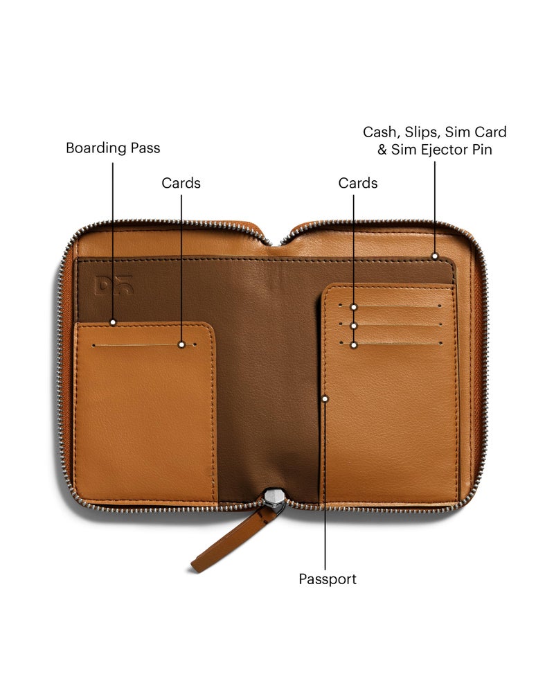 DailyObjects Check-In Travel Passport Wallet Cover for Men and Women | Passport Cover with Zip Around Closure made of Vegan Leather | Passport Holder with Credit Debit Card Slots - Tan - Image 2