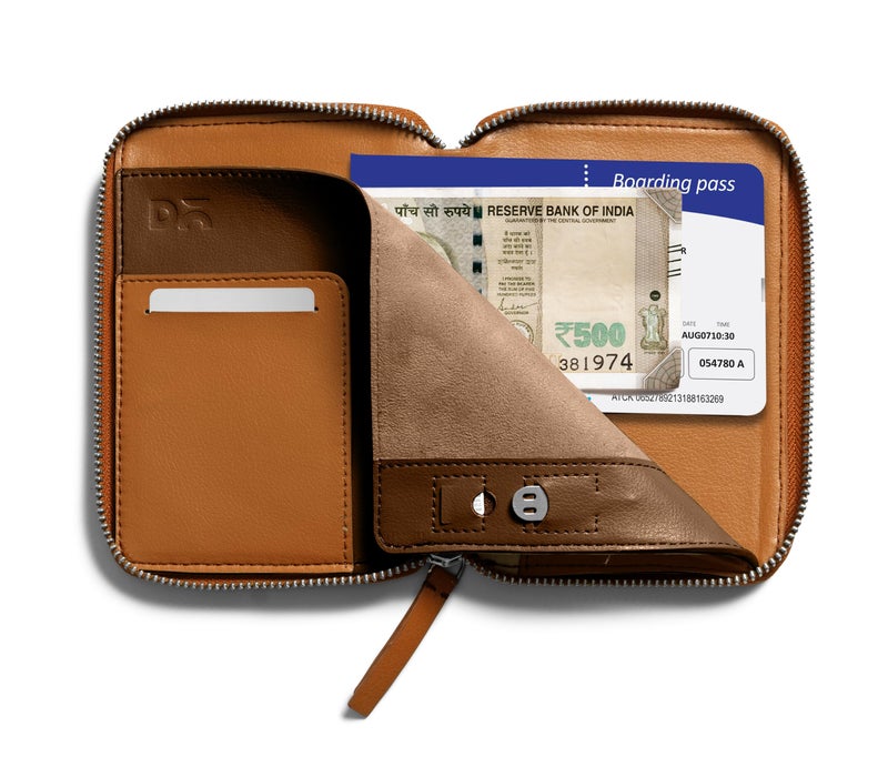 DailyObjects Check-In Travel Passport Wallet Cover for Men and Women | Passport Cover with Zip Around Closure made of Vegan Leather | Passport Holder with Credit Debit Card Slots - Tan - Image 5