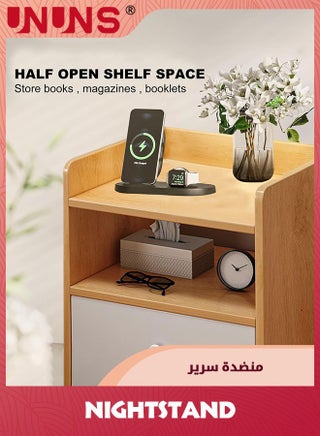 Beside Table Nightstand,Sturdy Wood Nightstand With Storage Drawer And Shelf,Modern End Table Bedside Table For Bedroom,Dorm,Small Spaces - view 3