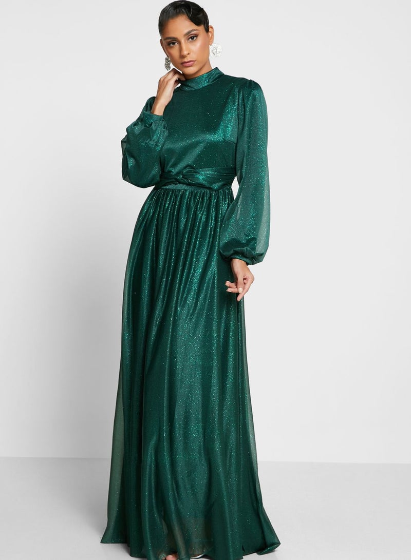 Khizana Cuff Sleeve Flare Dress - Image 1