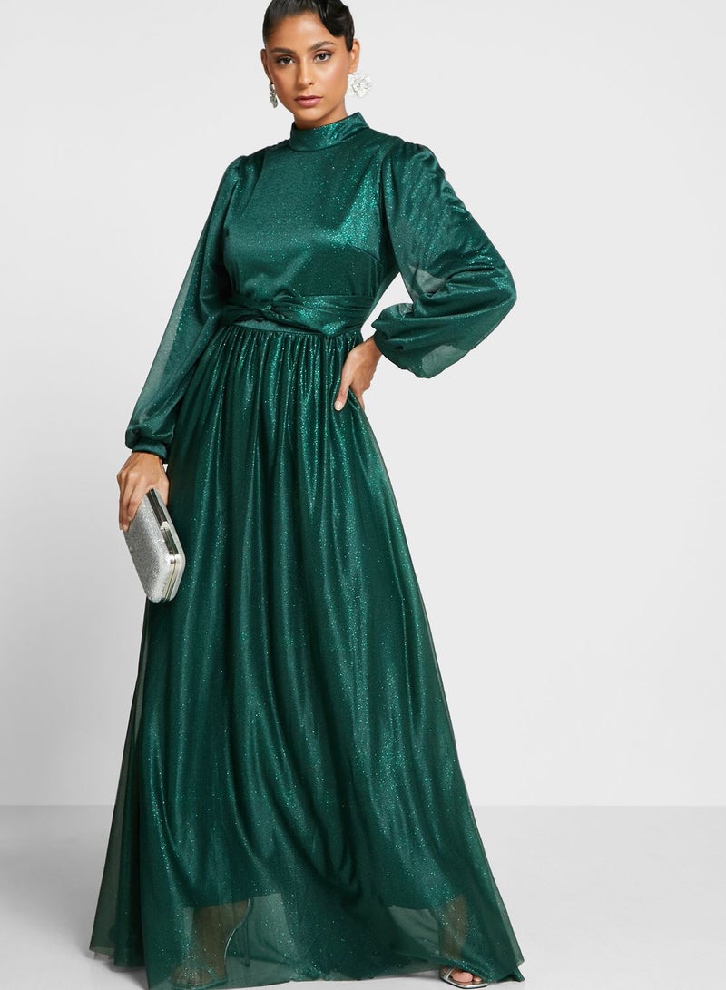Khizana Cuff Sleeve Flare Dress - Image 4