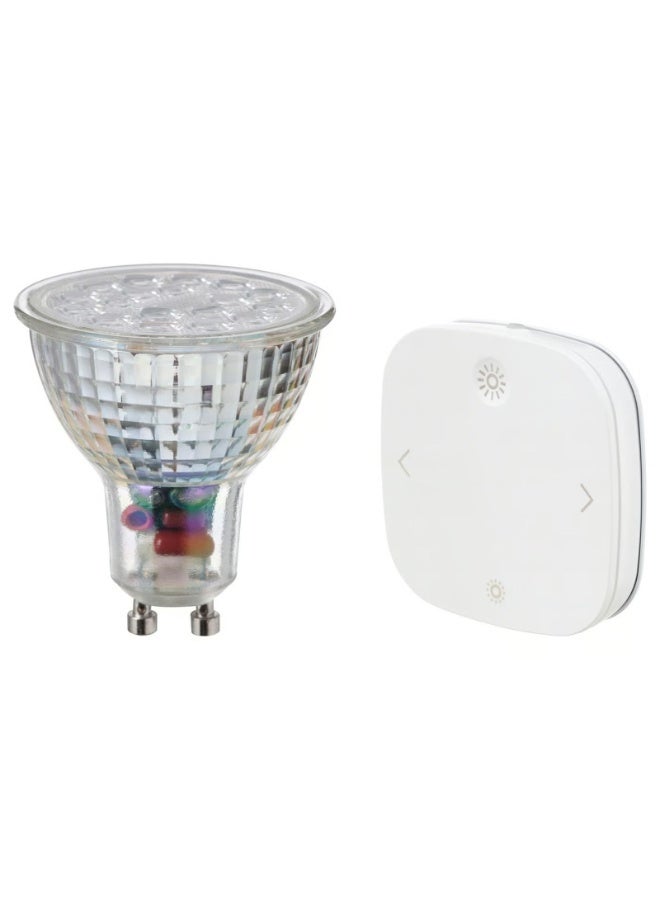 TRADFRI Smart LED GU10 Bulb and Wireless Remote Starter Kit, White Spectrum - Image 1