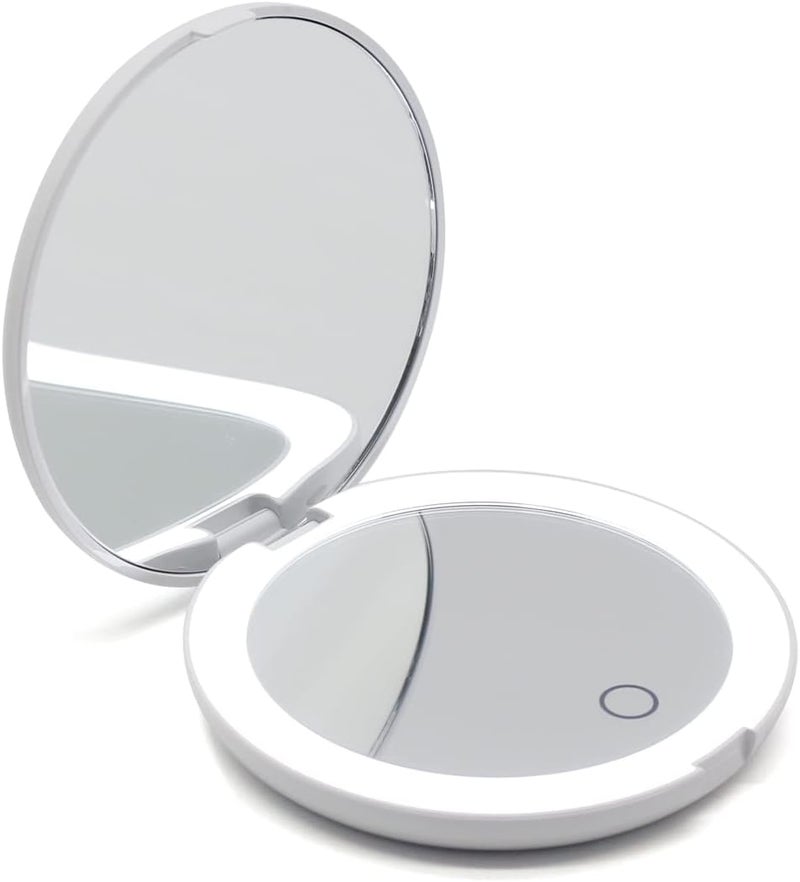 ACHORO ACHORO Travel Makeup Mirror - Multi-Function 5X Magnifier – Premium Quality Led Lighted, Brightness, Dimmable & Rechargeable Professional Beauty Mirror - Portable Handbag, Purse, Lighted Makeup Mirror 