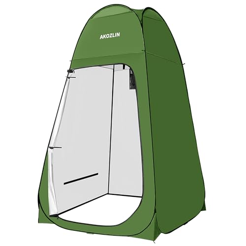 AKOZLIN Portable Pop Up Shower Tent Instant Privacy Dressing Changing Outdoor Shower Room Camp Toilet Tent 47.2" L×47.2" W×74.8" H Green - Image 1