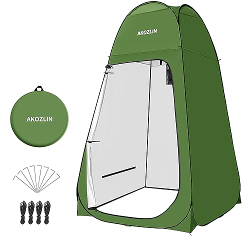 AKOZLIN Portable Pop Up Shower Tent Instant Privacy Dressing Changing Outdoor Shower Room Camp Toilet Tent 47.2" L×47.2" W×74.8" H Green - Image 2