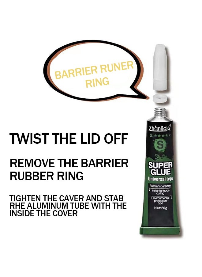 Super Glue Universal Type,Woodworking Adhesive Strong And Forceful Rapid Curing,Effectively Retaining Adhesive On The Surface For Overall Coverage And Bonding 6g