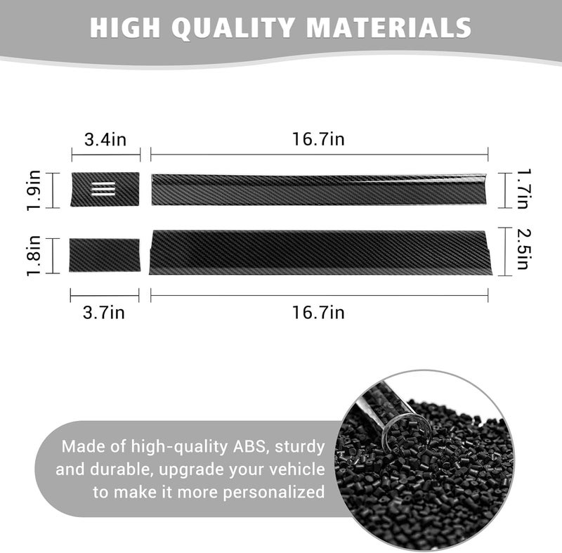 Jimen 4PCS Center Console Panel Dash Cover Interior Trim Accessories for Ford F150 (2015-2020) - Carbon Fiber - Image 3