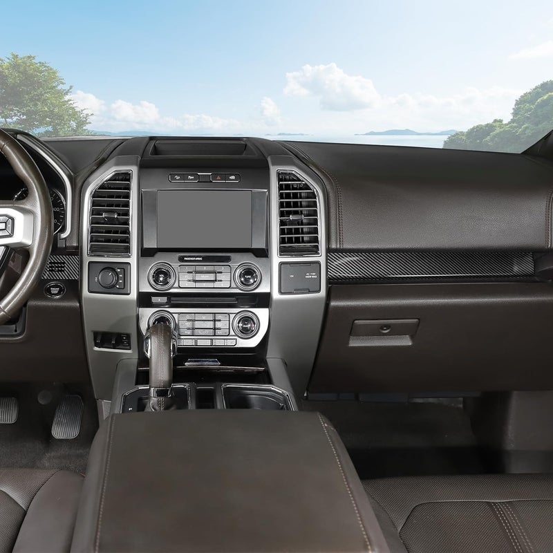 Jimen 4PCS Center Console Panel Dash Cover Interior Trim Accessories for Ford F150 (2015-2020) - Carbon Fiber - Image 5