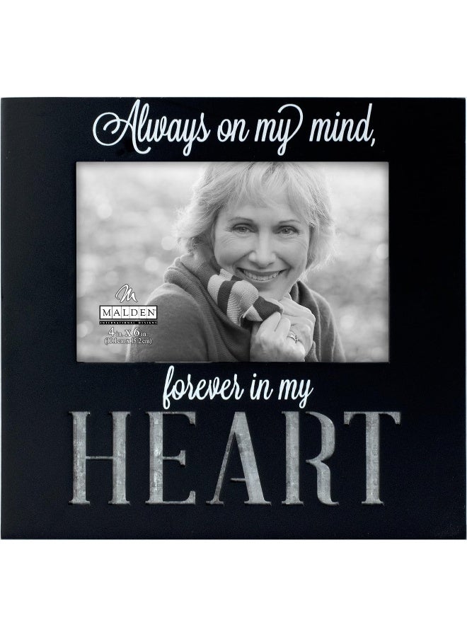Malden International Designs Laser Cut Industrial Expressions Forever In My Heart Silkscreen Design and Laser Cut Galvanized Metal Accent Picture Frame 4x6 Black - Image 3