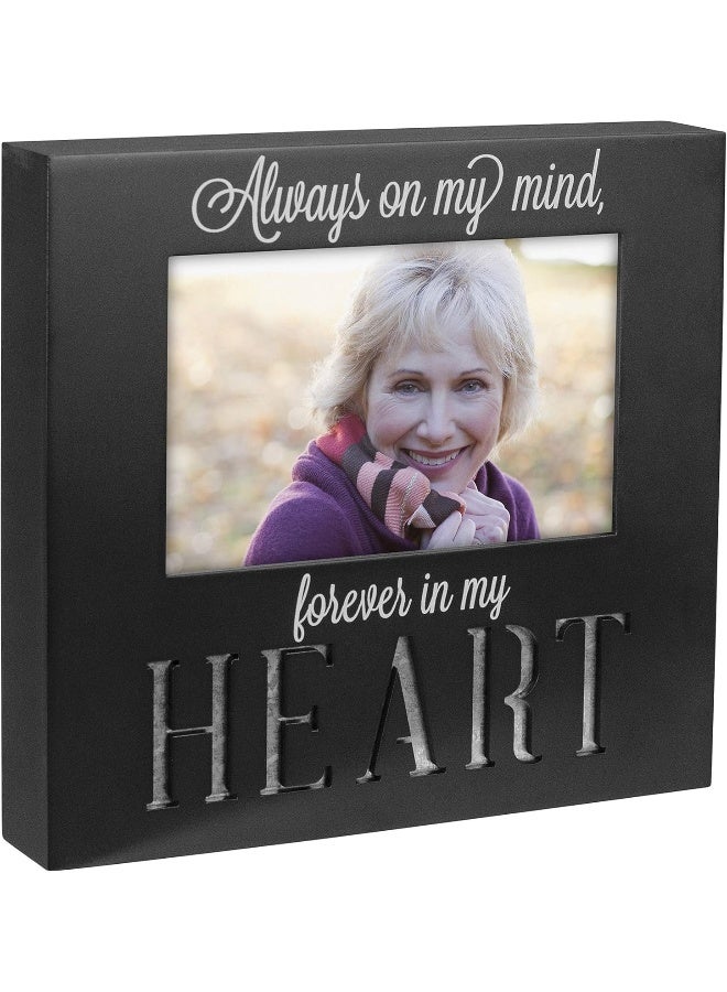 Malden International Designs Laser Cut Industrial Expressions Forever In My Heart Silkscreen Design and Laser Cut Galvanized Metal Accent Picture Frame 4x6 Black - Image 2