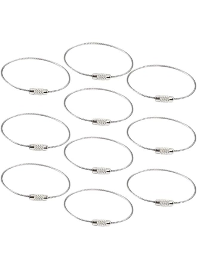 🛒 ماي سوق | My Souq - حلقات مفاتيح سلكية معدنية مرنة (مجموعة من [10 قطع]) - كابل تعليق من الإستانلس ستيل متعدد الاستخدامات للمفاتيح والأدوات والحقائب - Image 1