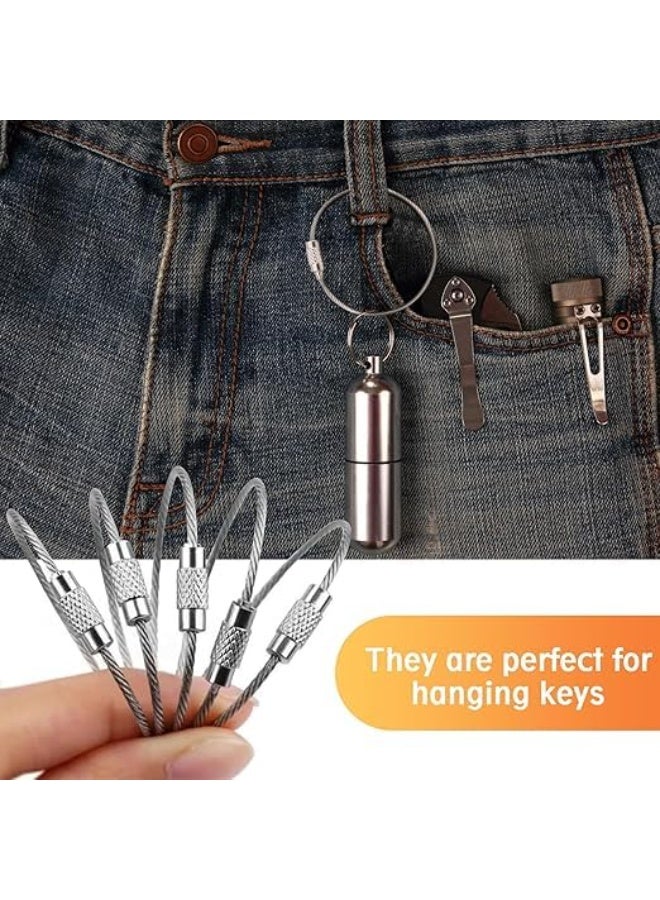 🛒 ماي سوق | My Souq - حلقات مفاتيح سلكية معدنية مرنة (مجموعة من [10 قطع]) - كابل تعليق من الإستانلس ستيل متعدد الاستخدامات للمفاتيح والأدوات والحقائب - Image 5