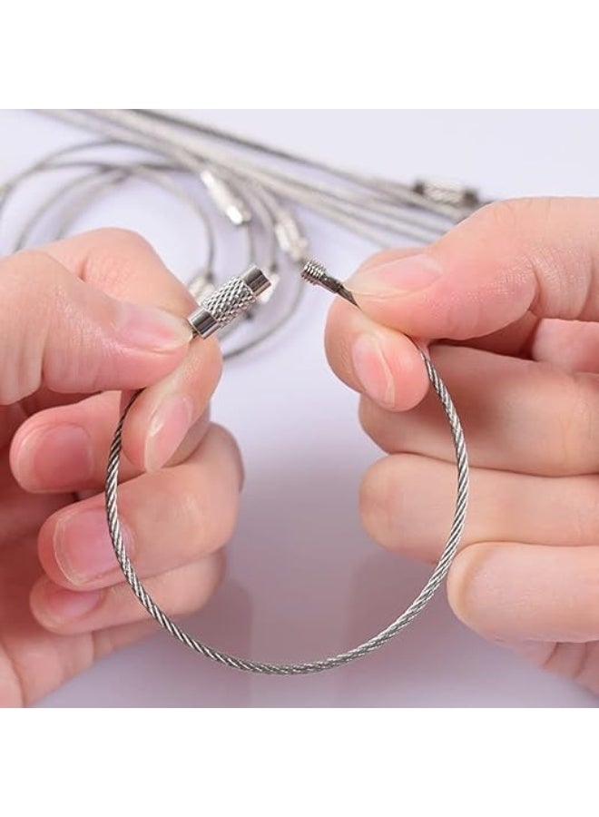 🛒 ماي سوق | My Souq - حلقات مفاتيح سلكية معدنية مرنة (مجموعة من [10 قطع]) - كابل تعليق من الإستانلس ستيل متعدد الاستخدامات للمفاتيح والأدوات والحقائب - Image 2