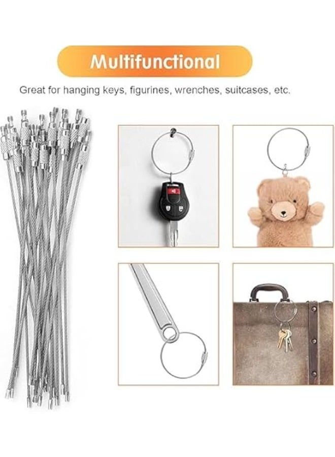 🛒 ماي سوق | My Souq - حلقات مفاتيح سلكية معدنية مرنة (مجموعة من [10 قطع]) - كابل تعليق من الإستانلس ستيل متعدد الاستخدامات للمفاتيح والأدوات والحقائب - Image 3