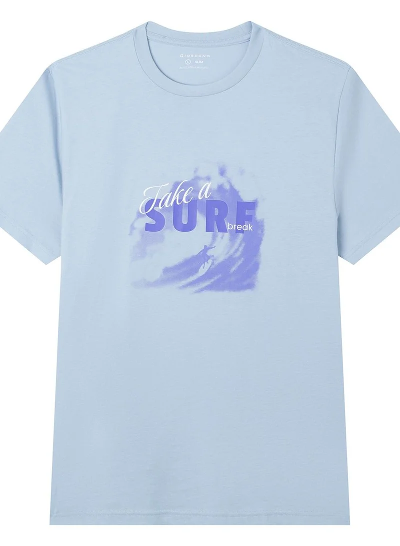 Men’s Slim Cotton Crew Neck Message Print Tee