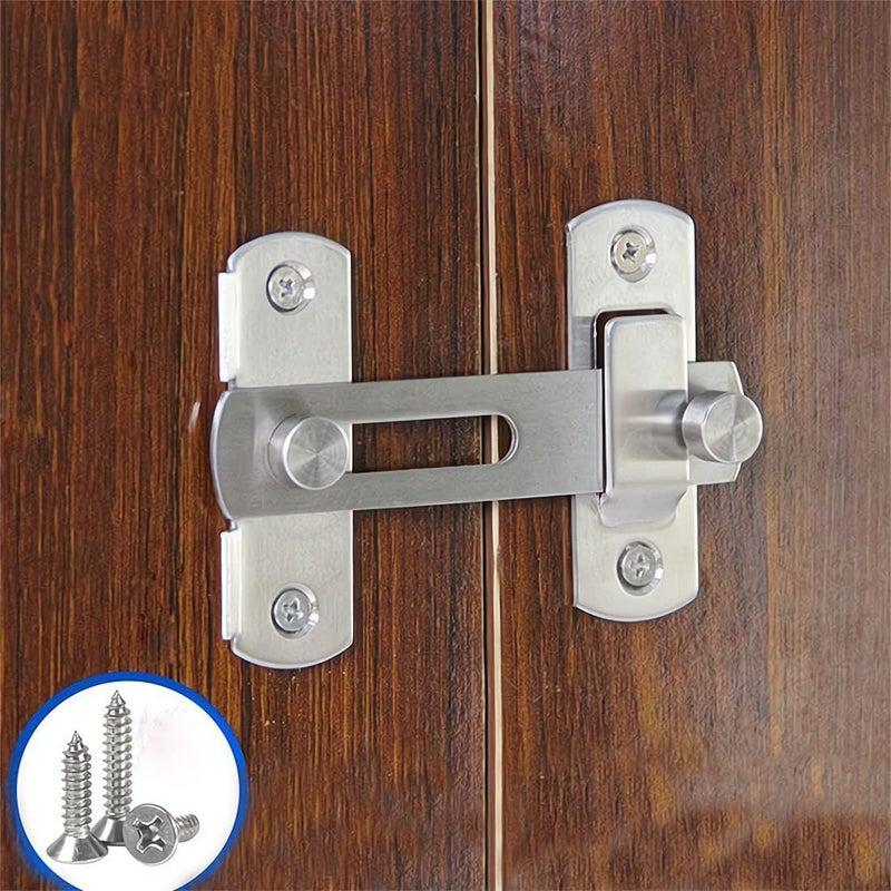 Luckam Safety Door Lock, Stainless Steel Flip Latch Gate Latches Bar Latch Hasp Lock Sliding for Window Cabinet Room Accessorries, Brushed Finish - Image 3