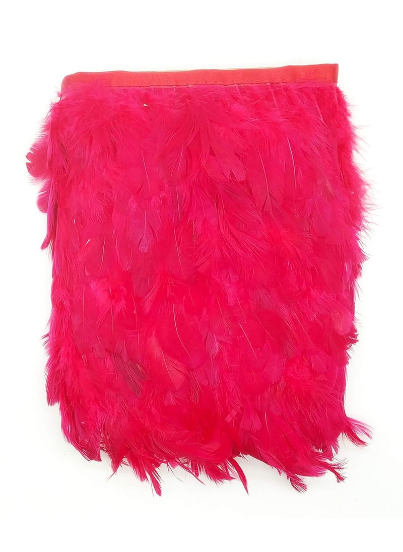GOELX GOELX Latest Feather Lace 8 MTRS Fur Lace Border for Decoration Apparel (RED)  - Image 1