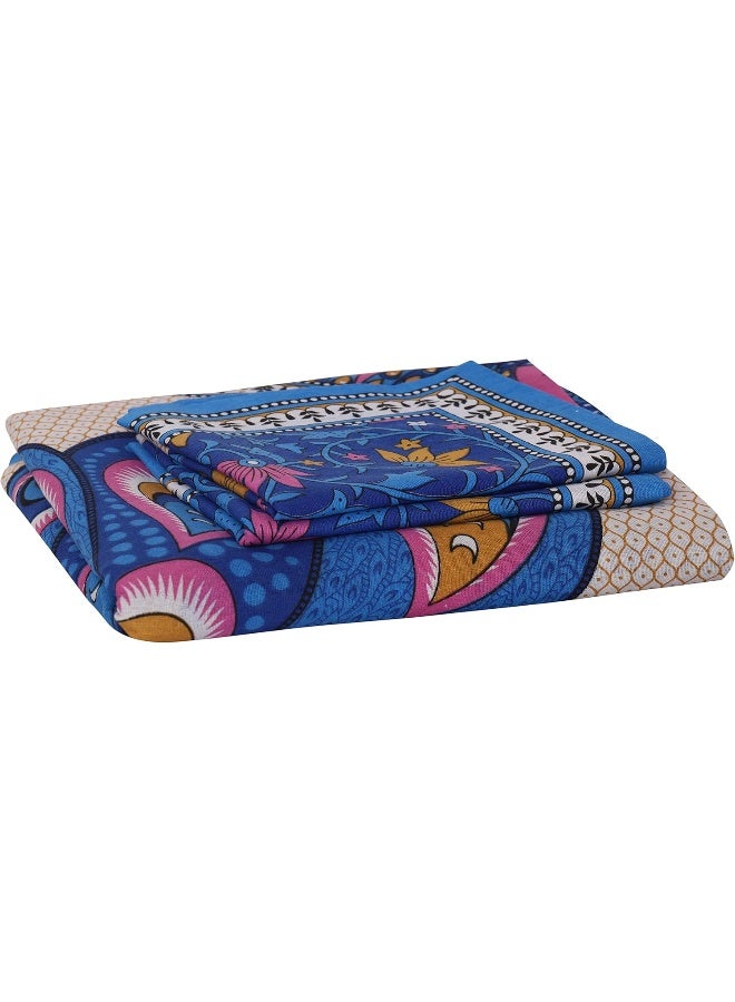 Urban Magic METRO LIVING 104 TC Cotton Double Printed Bedsheet (Pack of 1, Blue color)  - Image 2