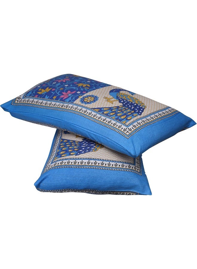 Urban Magic METRO LIVING 104 TC Cotton Double Printed Bedsheet (Pack of 1, Blue color)  - Image 3