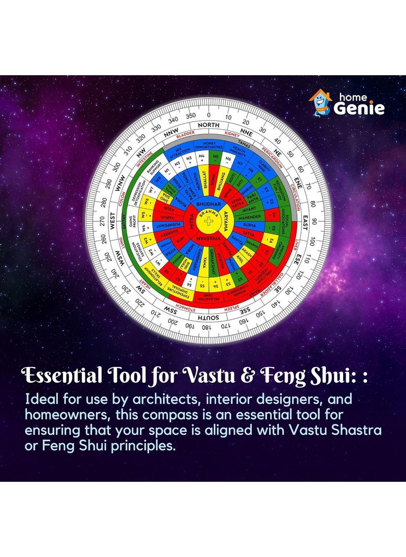 HOME GENIE Home Genie Vastu Shastra Compass Feng Shui Energy Direction Tool for Home Office Accurate Vastu Compass with 360Degree Guidance  - Image 4