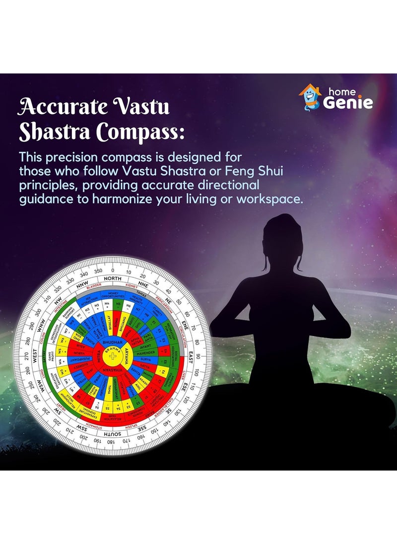 HOME GENIE Home Genie Vastu Shastra Compass Feng Shui Energy Direction Tool for Home Office Accurate Vastu Compass with 360Degree Guidance  - Image 5