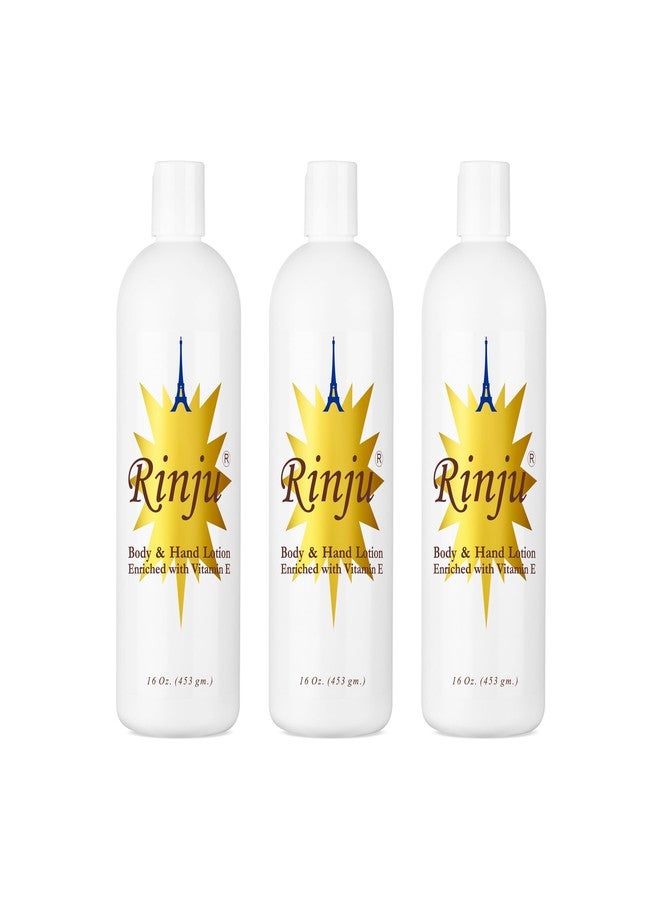 Rinju Body & Hand Lotion - Pack of 3 Non-Greasy for Women & Men - 16 Oz Cocoa Butter, for Extremely Dry Skin - Pierre La Touche Lotion 2 Oz - Vitamin E Moisturizer - Image 1