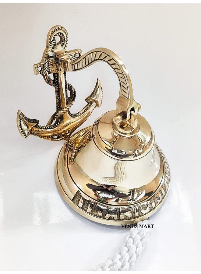 NORVILLE Brass Bell Hanging Bell for Door, Pooja Room, Temple, Wall Decorative, Home Decorative & Gift Item (Height- 7 Inch) - Image 1