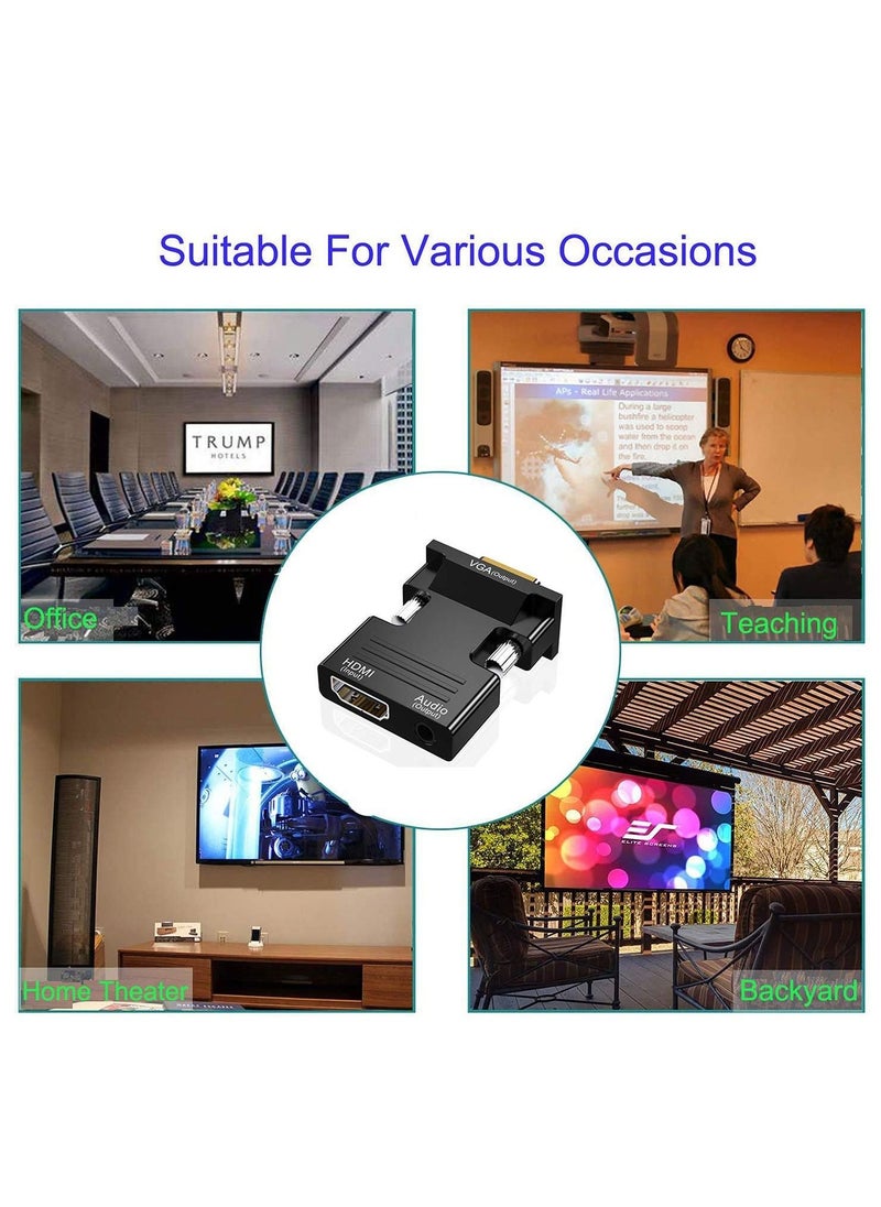 HDMI to VGA Adapter, KASTWAVE Audio Output Cable Computer Set-top Box Converter Connector Adapter for Laptop PC Monitor Projector HDTV  ( 3.5mm Stereo Included )