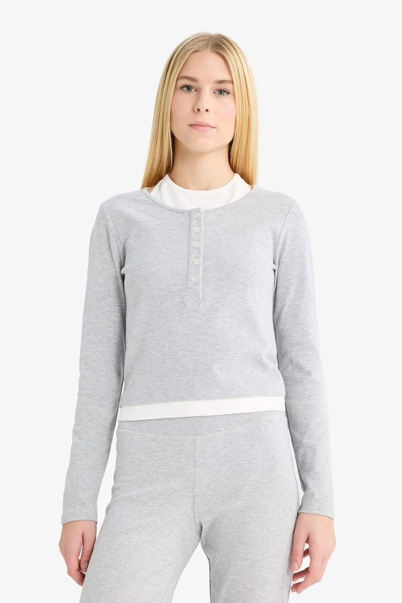 ديفاكتو Halter Neck Ribbed Long Sleeve T-Shirt